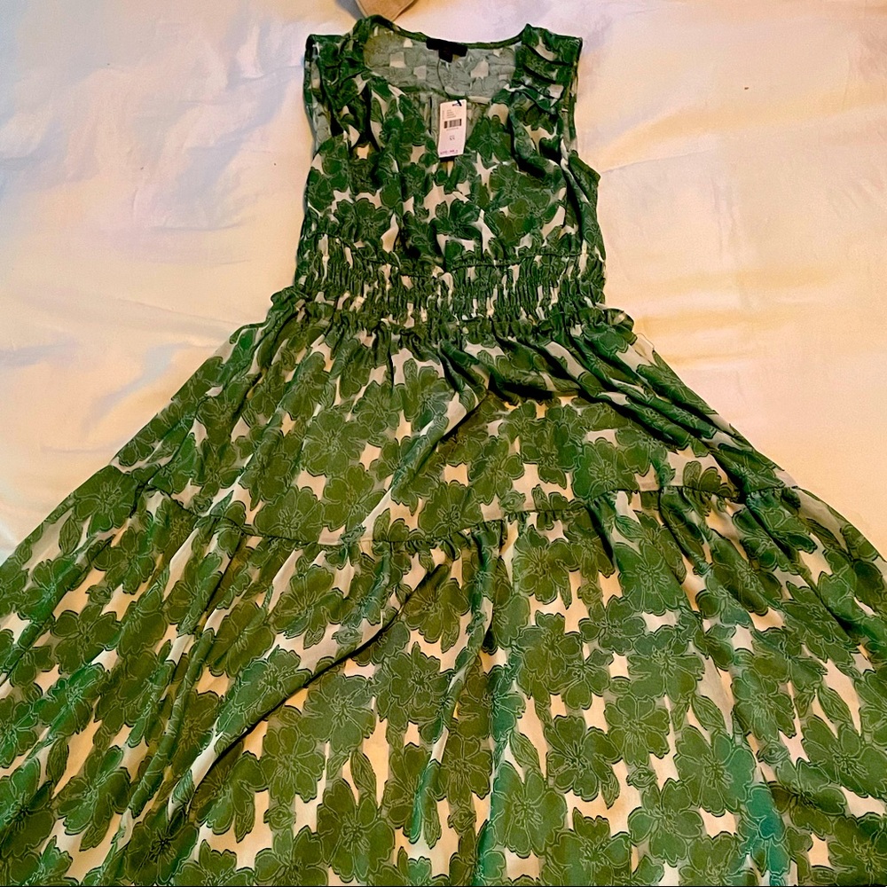 NWT Anthropology Green Floral Dress XS